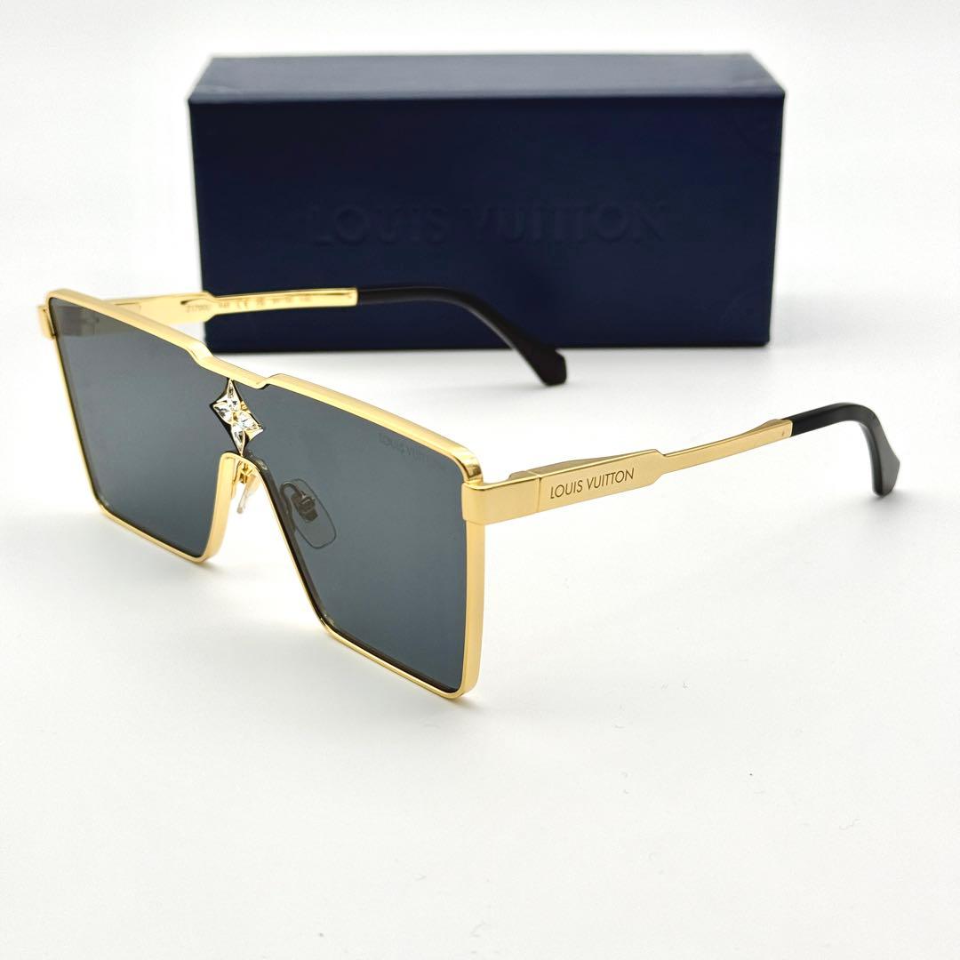美品 ルイヴィトン サングラス サイクロン Z1700U ゴールド LVフラワー