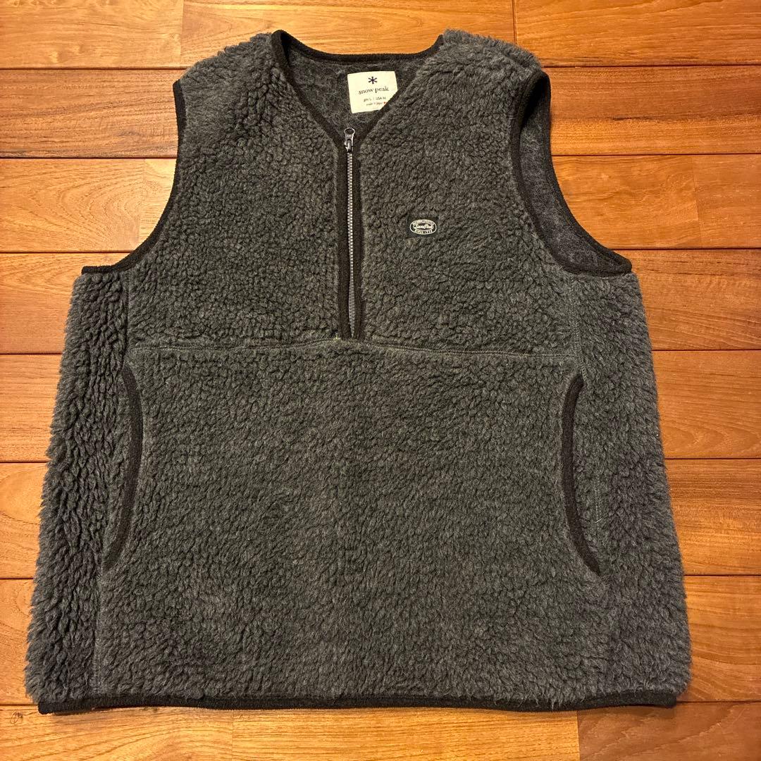 美品　 peak ウールボアハーフジップベスト グレー
