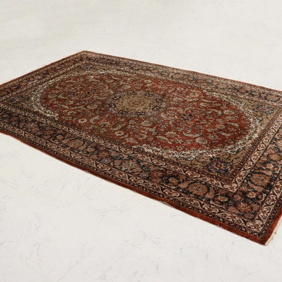 Y2361 中国シルク絨毯 シルク100% 手織り180段 大判276×182㎝