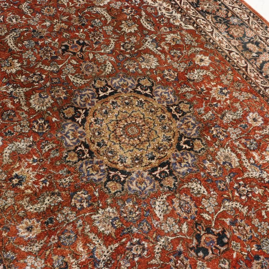 Y2361 中国シルク絨毯 シルク100% 手織り180段 大判276×182㎝