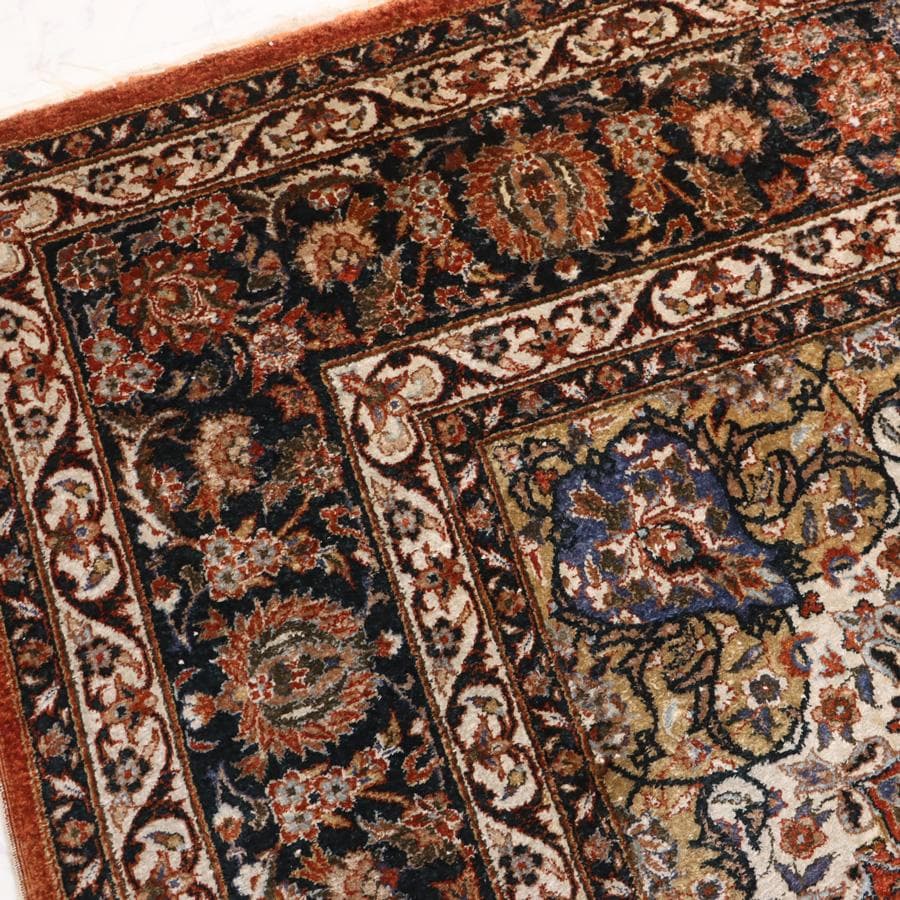 Y2361 中国シルク絨毯 シルク100% 手織り180段 大判276×182㎝