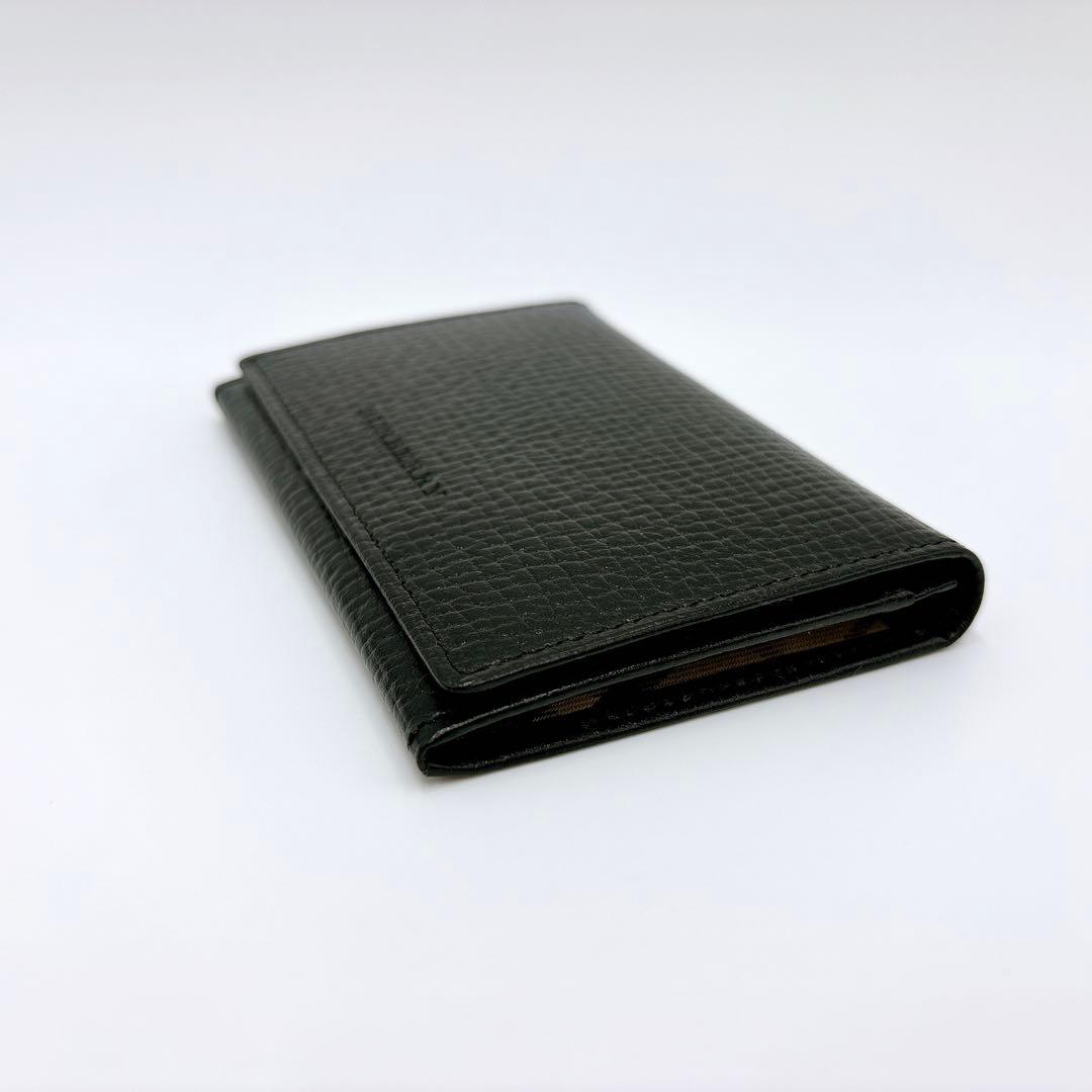 新品同様 ＊ BURBERRY バーバリー 型押し レザー 名刺入れ ブラック