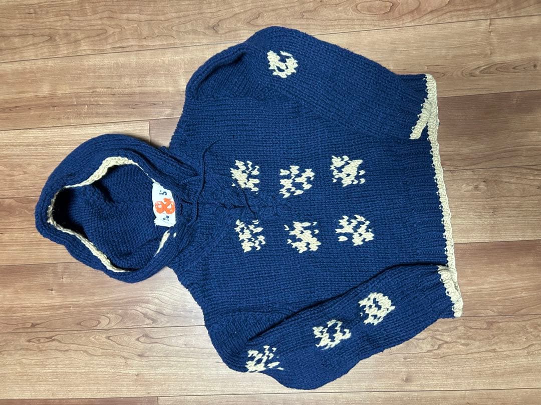 45rpmフード付き厚手ニットセーターウール