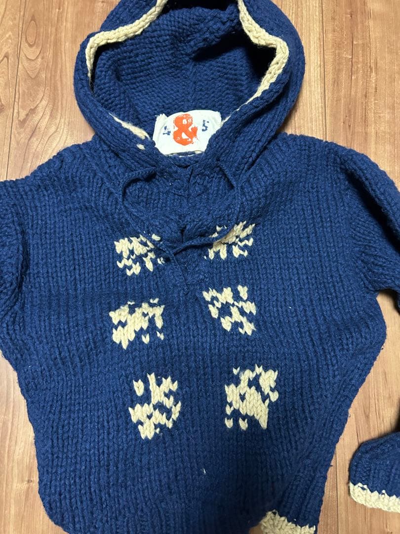 45rpmフード付き厚手ニットセーターウール