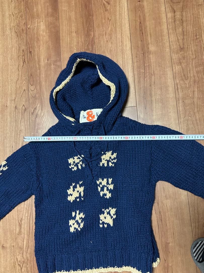 45rpmフード付き厚手ニットセーターウール