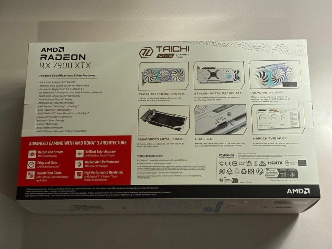 グラフィックボード・グラボ・ビデオカード AMD ASRock TAICHI White RX 7900 XTX 24GB