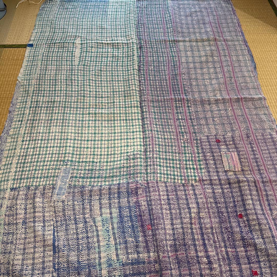 soshiwamiヴィンテージラリーキルト　カンタキルト インド製 青紫系