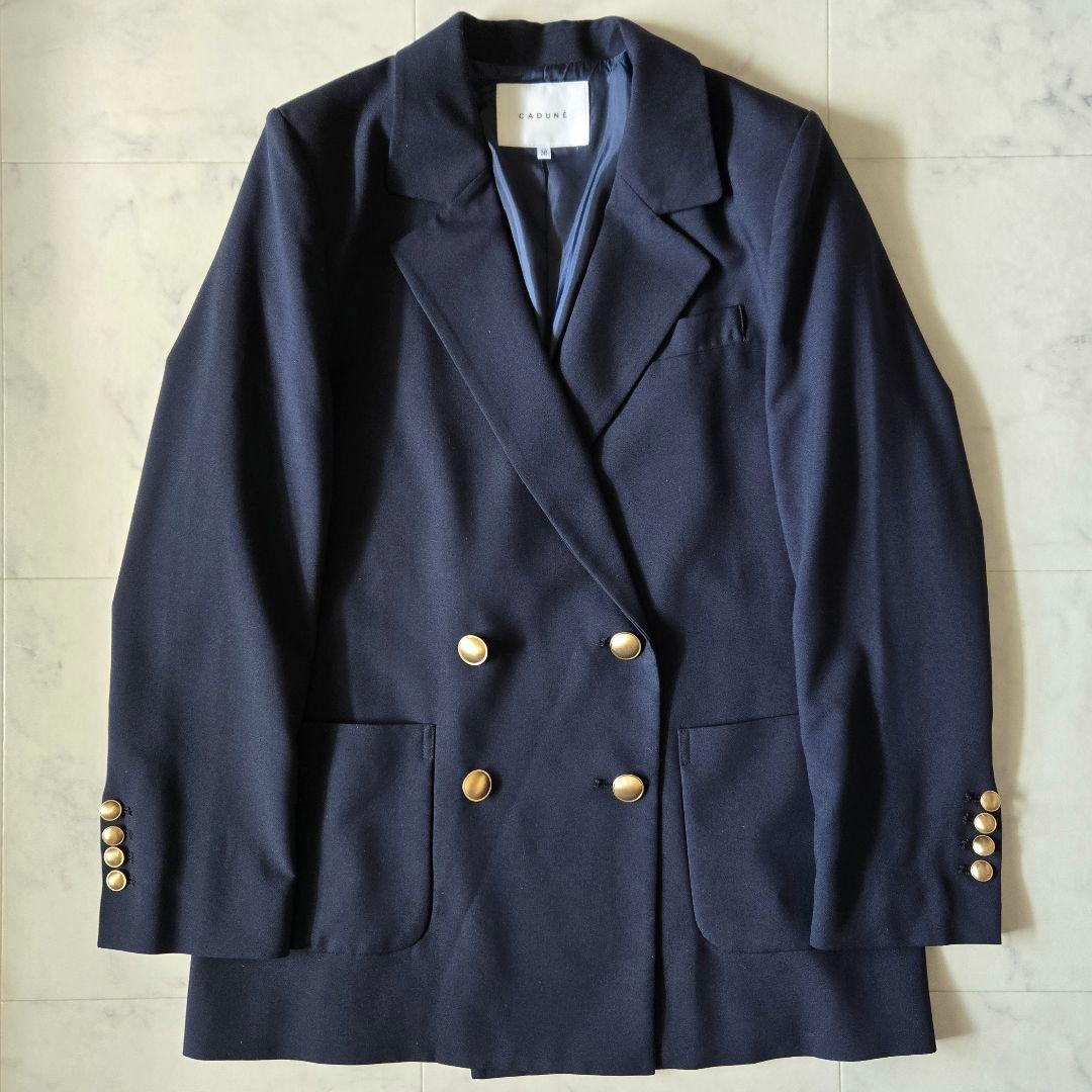 美品✨カデュネ　CADUNE　ライトテーラージャケット　ネイビー　金釦　ダブル