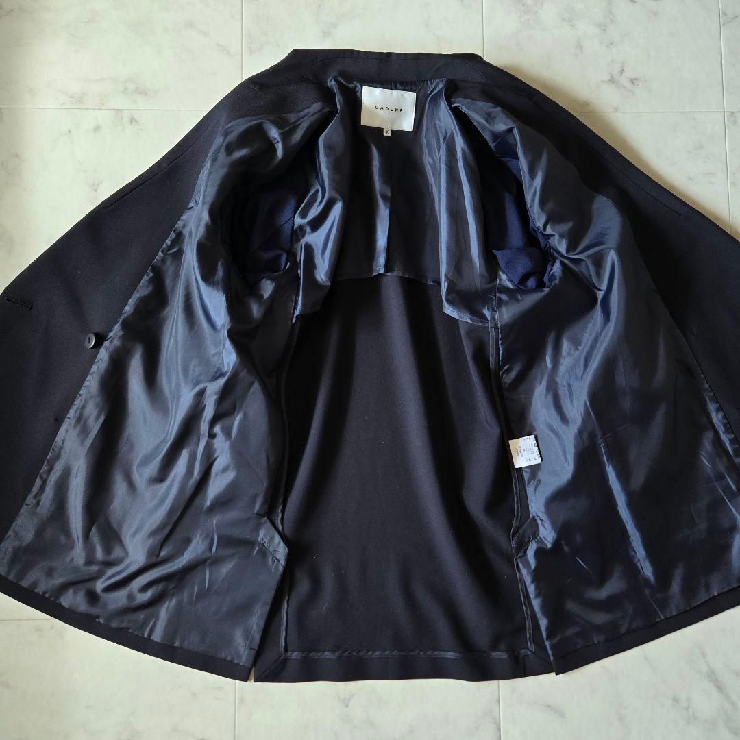美品✨カデュネ　CADUNE　ライトテーラージャケット　ネイビー　金釦　ダブル