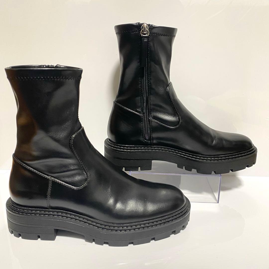 【未使用級】ZARA サイドジップ 厚底トラックソール 24㎝