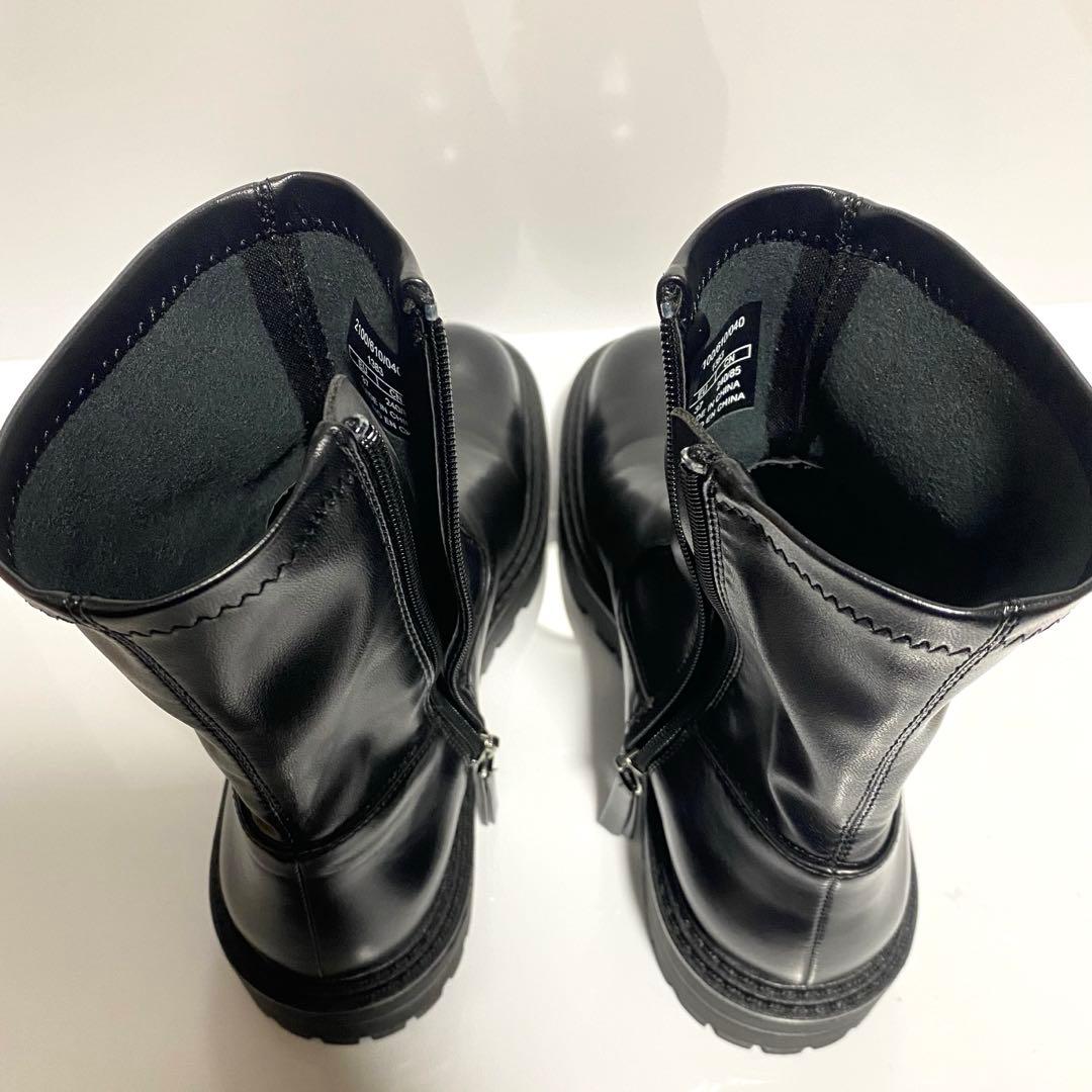 【未使用級】ZARA サイドジップ 厚底トラックソール 24㎝