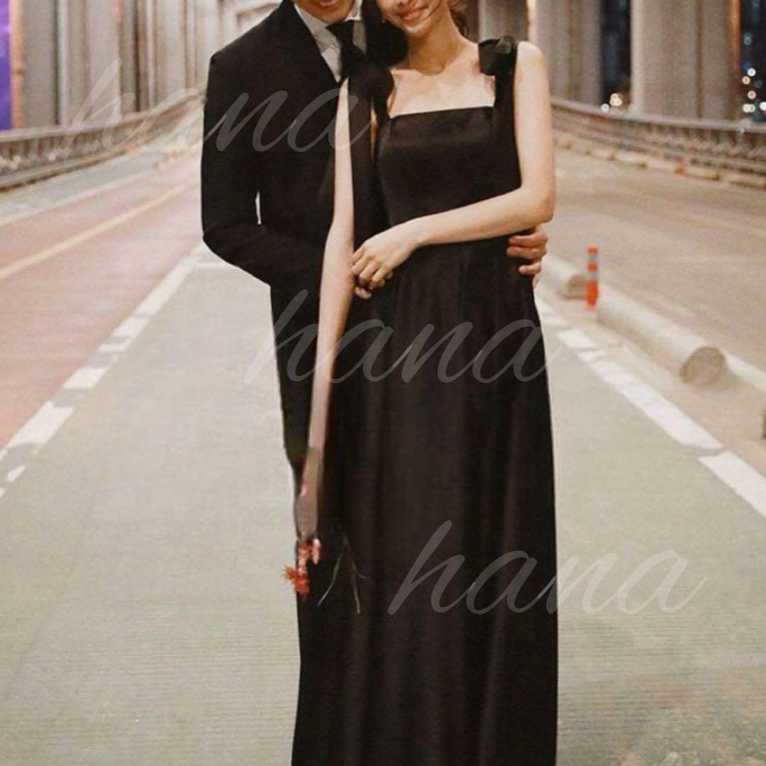 ドレス　黒　結婚式　二次会　披露宴　カラードレス　前撮り　ブラック　パーティー