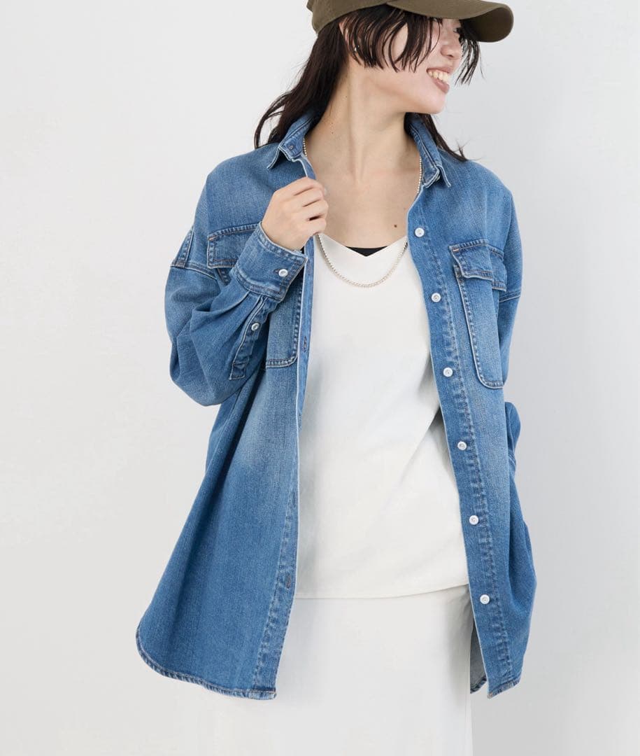 【Healthy denim】デニムシャツAlmond ブルー ナノユニバース0