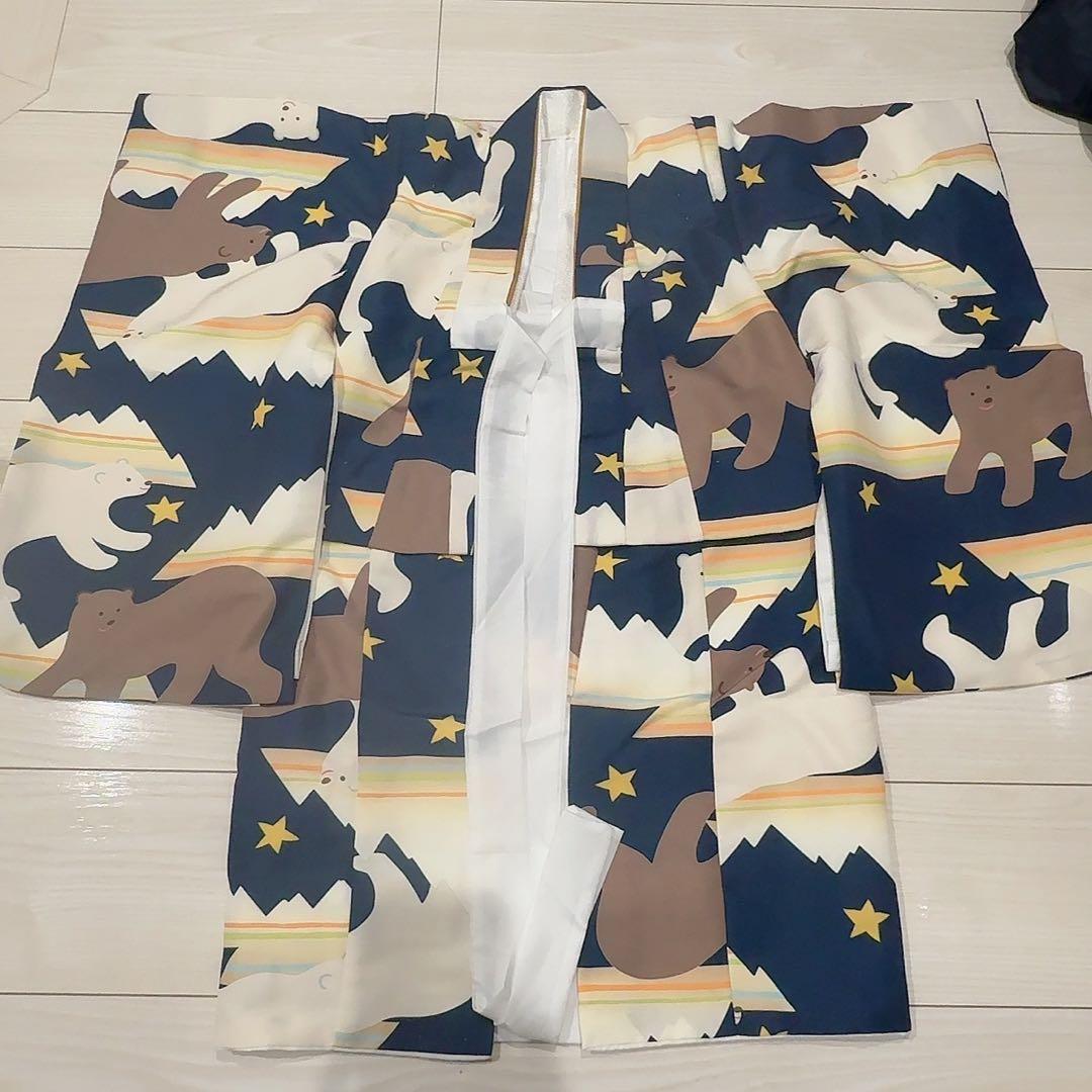 3歳 七五三 男の子 着物 被布 お参り 前撮り セット くま 青 茶