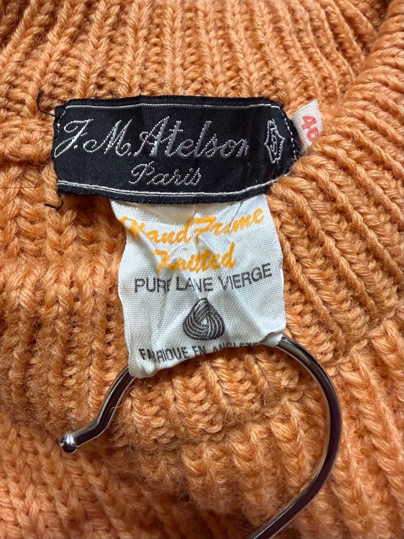 J.M. Atelson リブ編みオレンジニットセーター フランス製