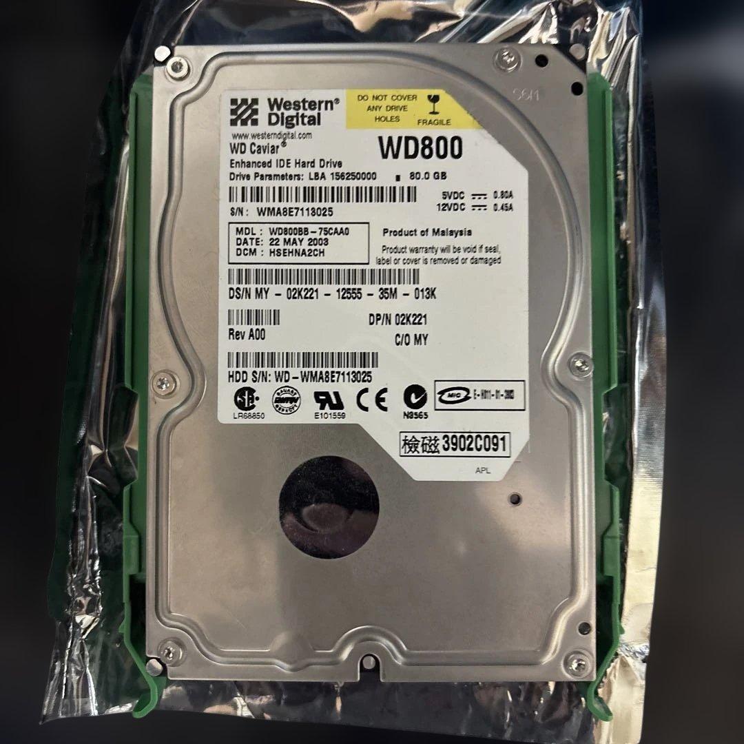 内蔵型ハードディスクドライブ Western Digital WD800 80GB IDE HDD