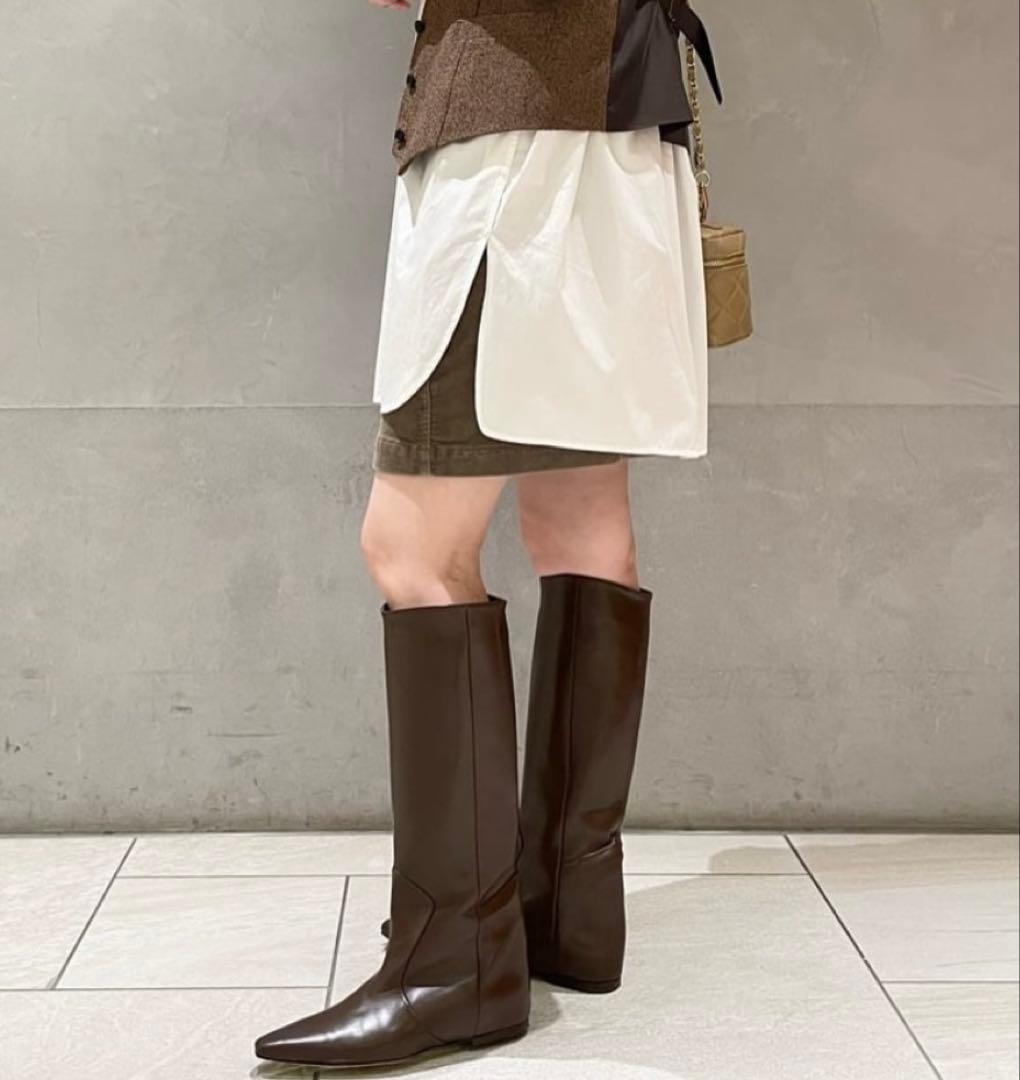 試着のみ　CORSO ROMA ロングブーツ 38 ダークブラウン