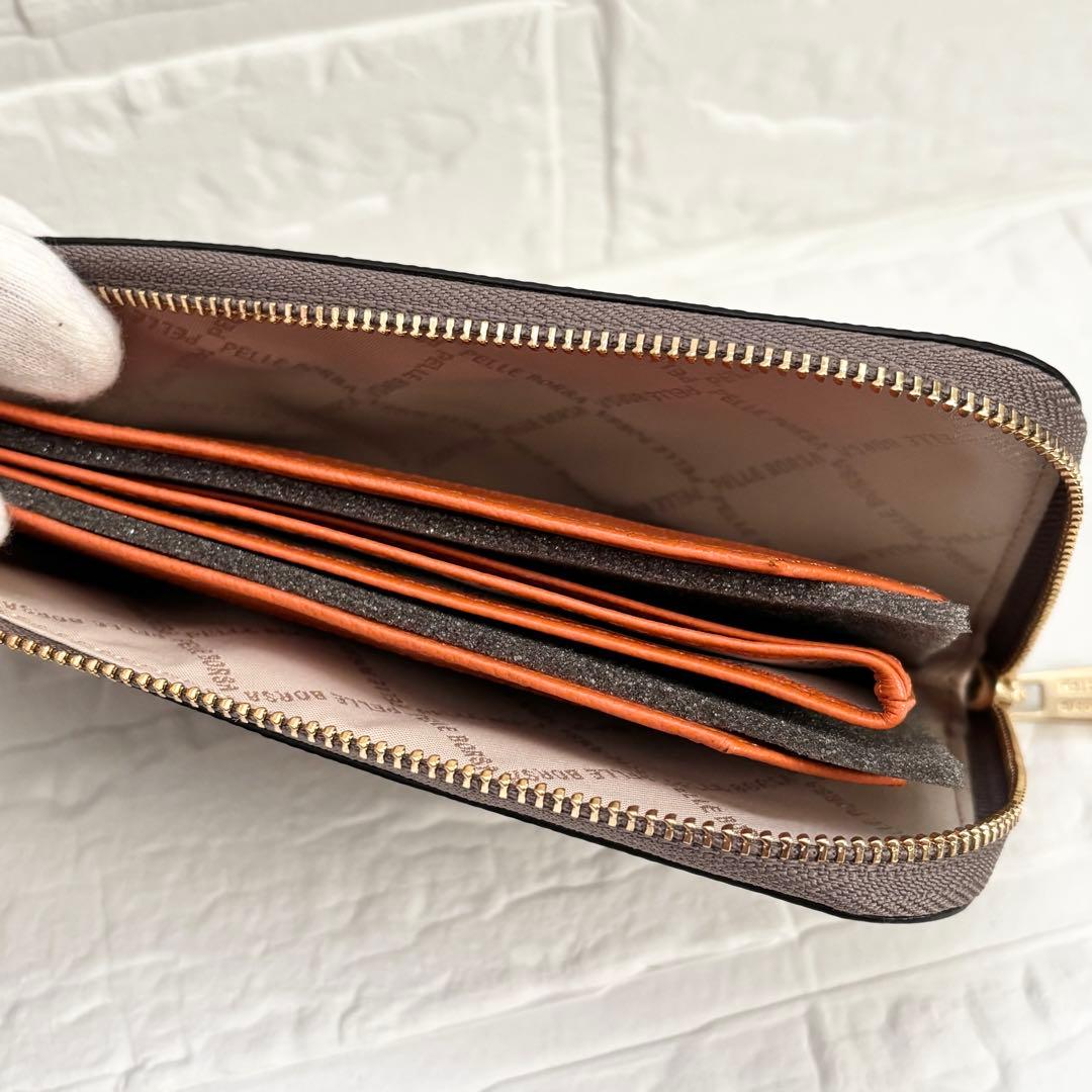 PELLE BORSA 本革 L字ファスナー長財布 未使用 タグ付　トープ