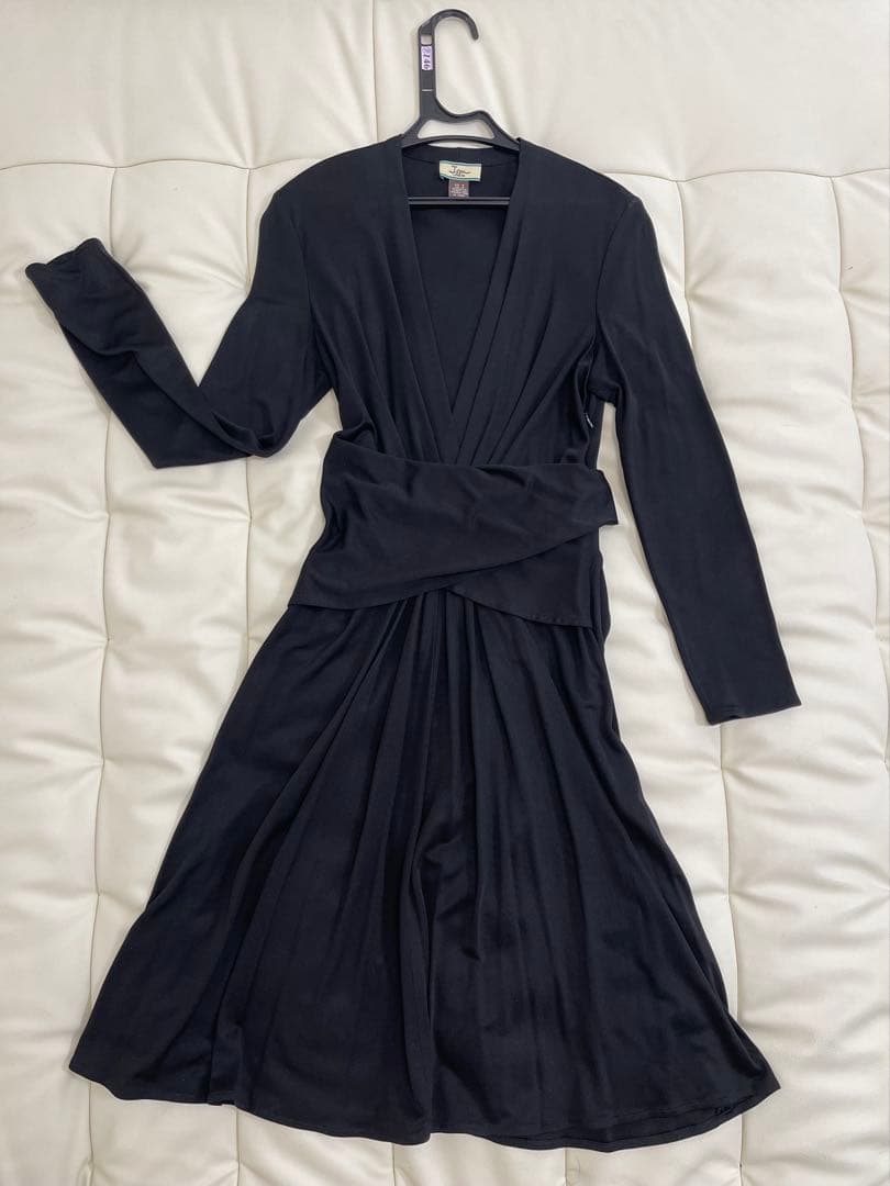 Issa London ブラック ラップドレス 長袖　Mサイズ