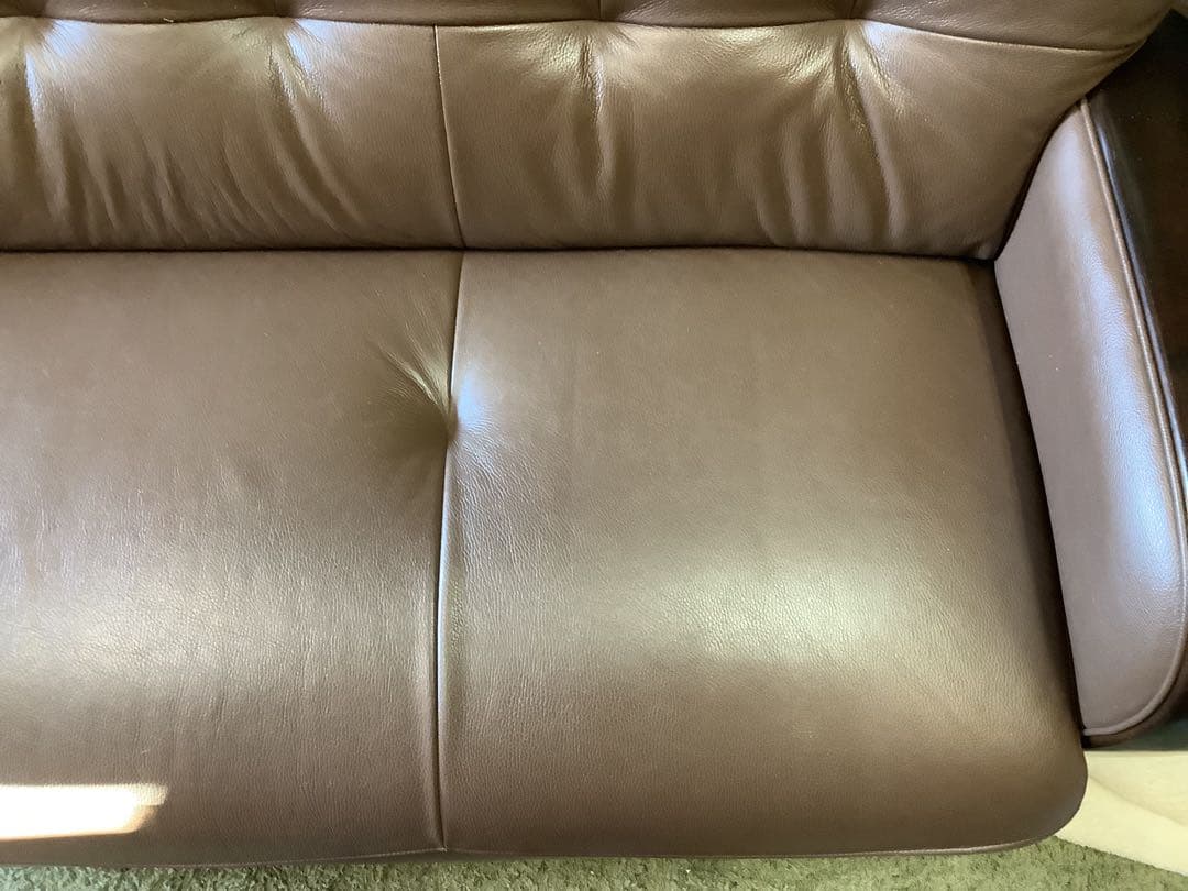 ①カリモク家具 3人掛けソファ｜ハイバック