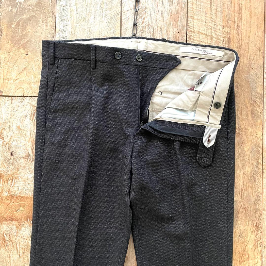 【美品】BERWICH piero テーパード ウール スラックス パンツ 46