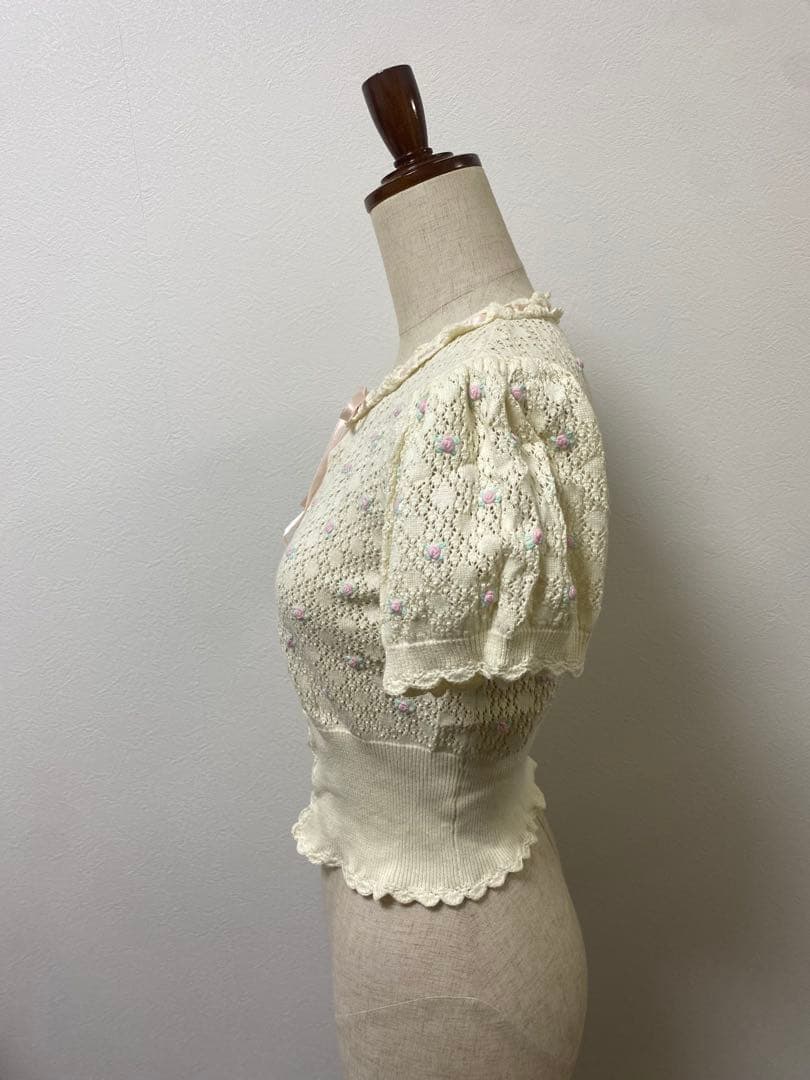 BABY,THESTARS SHINE BRIGHTレース編みローズ半袖カーデ