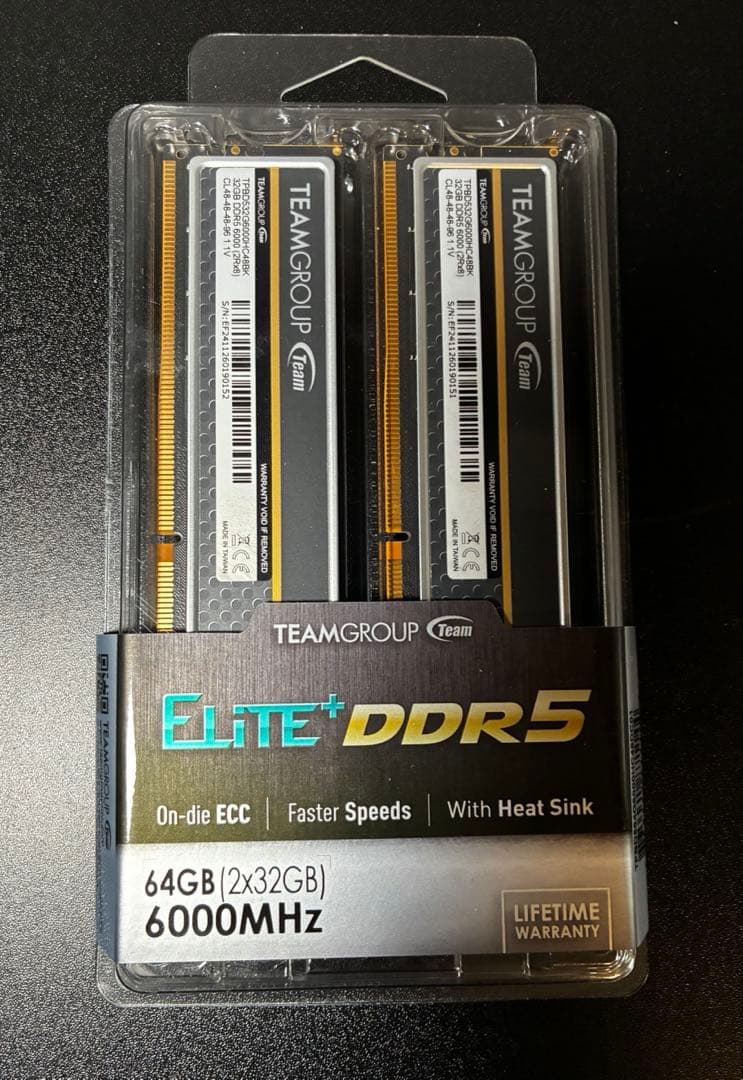 メモリー TEAMGROUP Elite+ DDR5 64GB 6000MHz 32Gx2