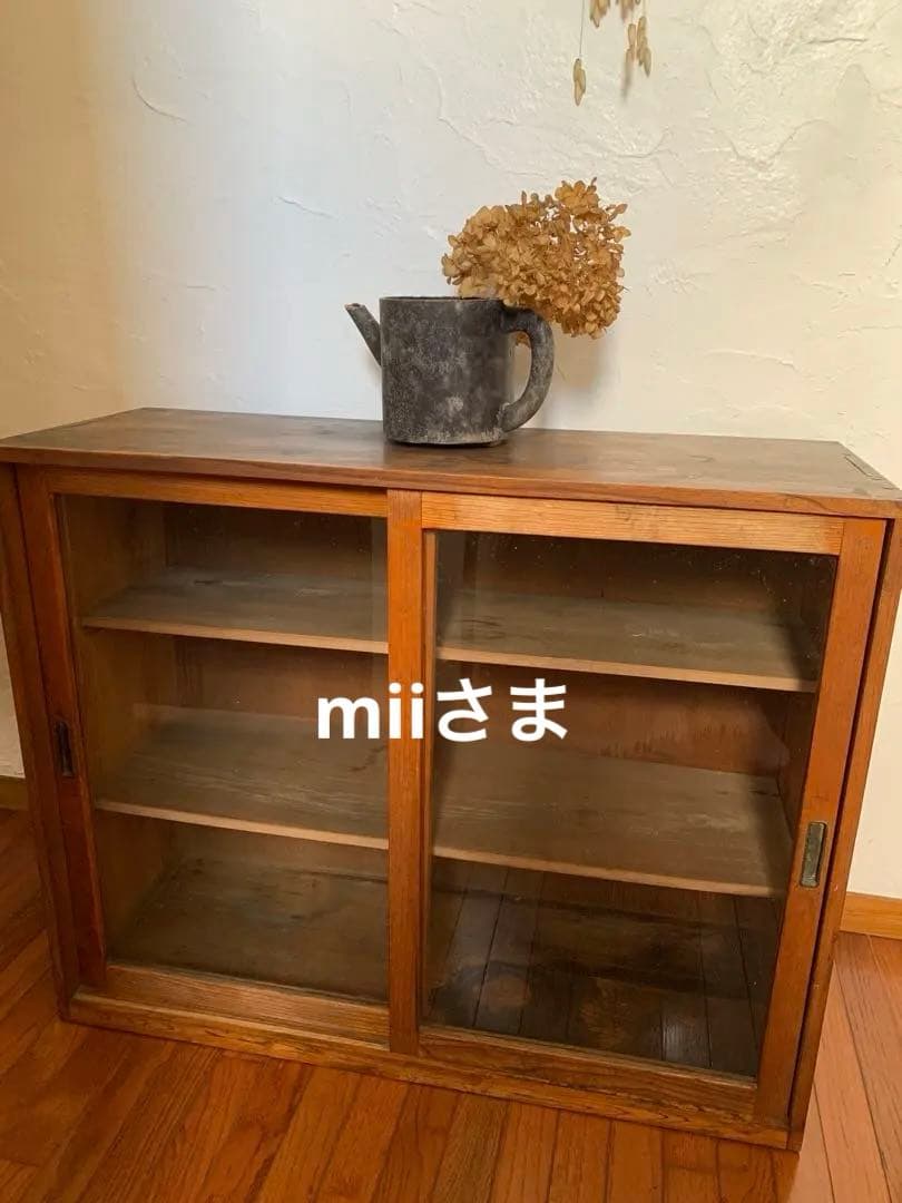 古道具ガラス戸棚　アンティーク棚
