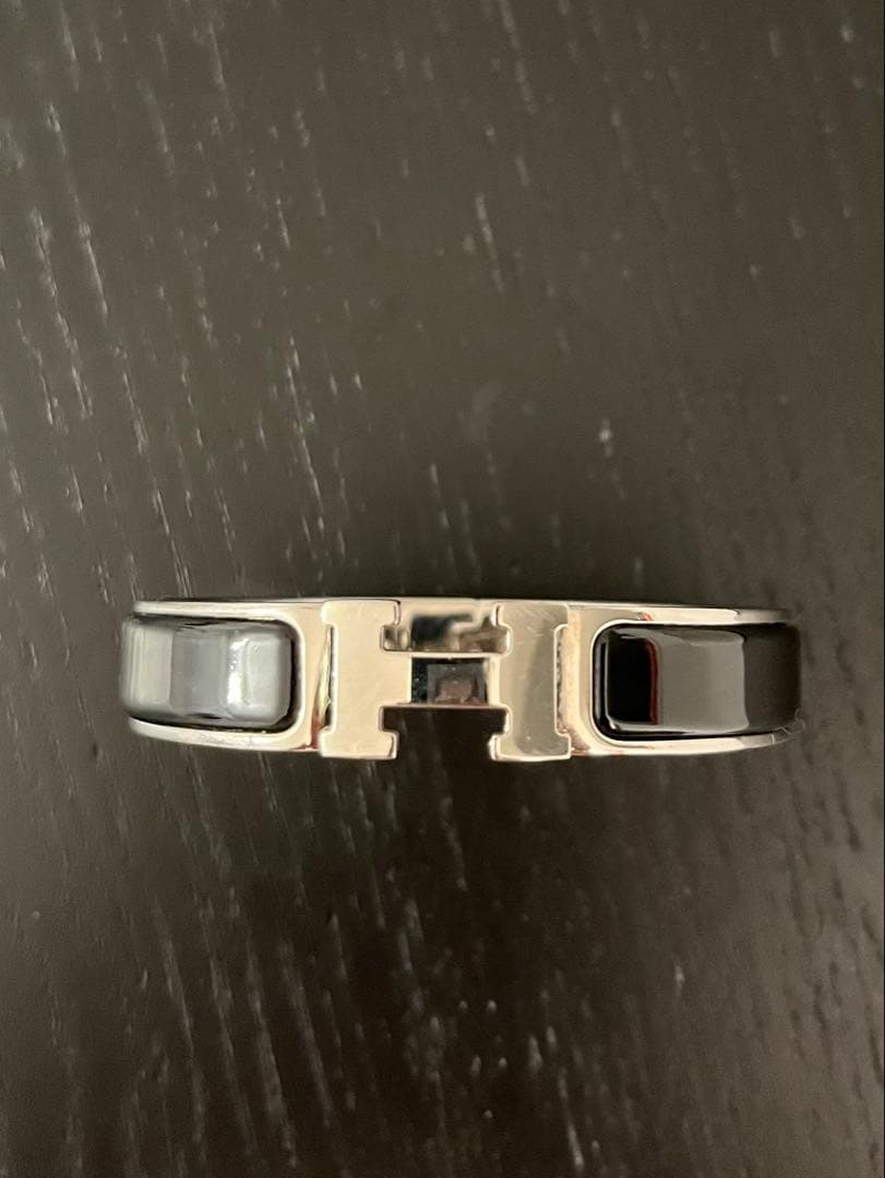 HERMES　エルメス　 ブレスレット クリックH　ブラック×シルバー