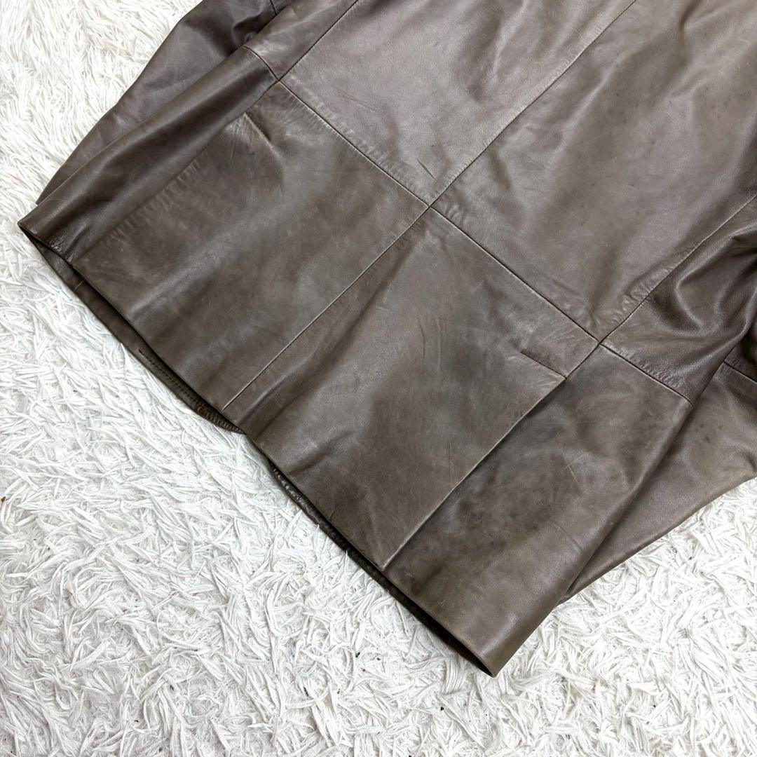 XXL相当 HUGO BOSS テーラードジャケット ラムレザー ブラウン系