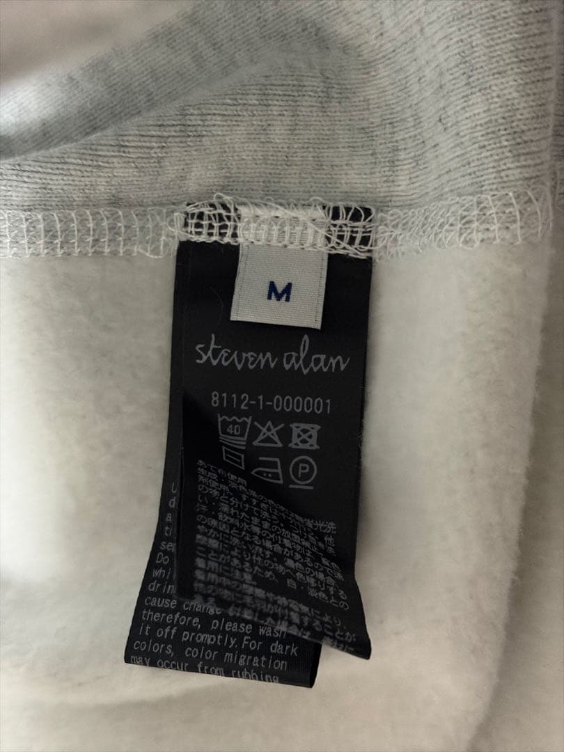 スティーブンアラン グレー 裏起毛コットンクルーネック スウェット M