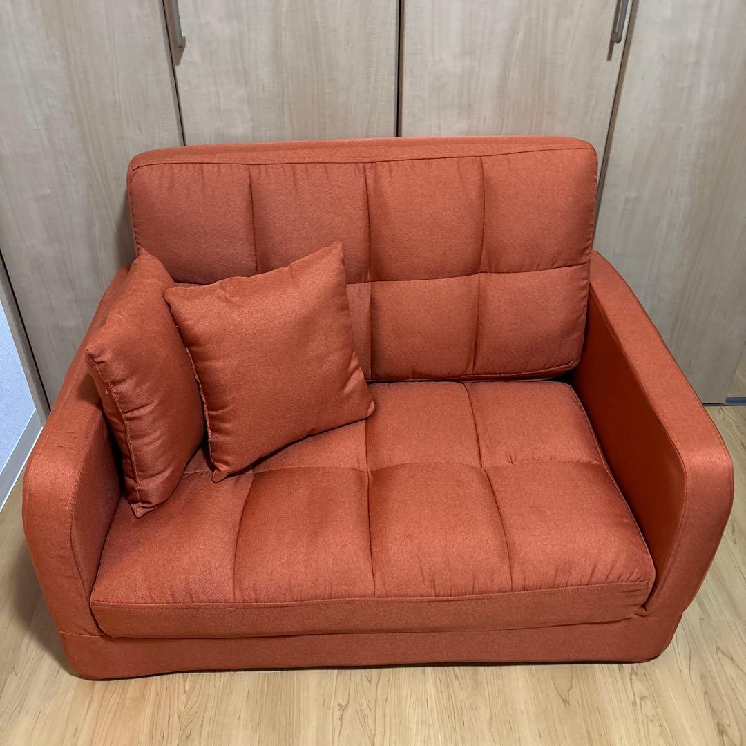 ソファベッド　オレンジ