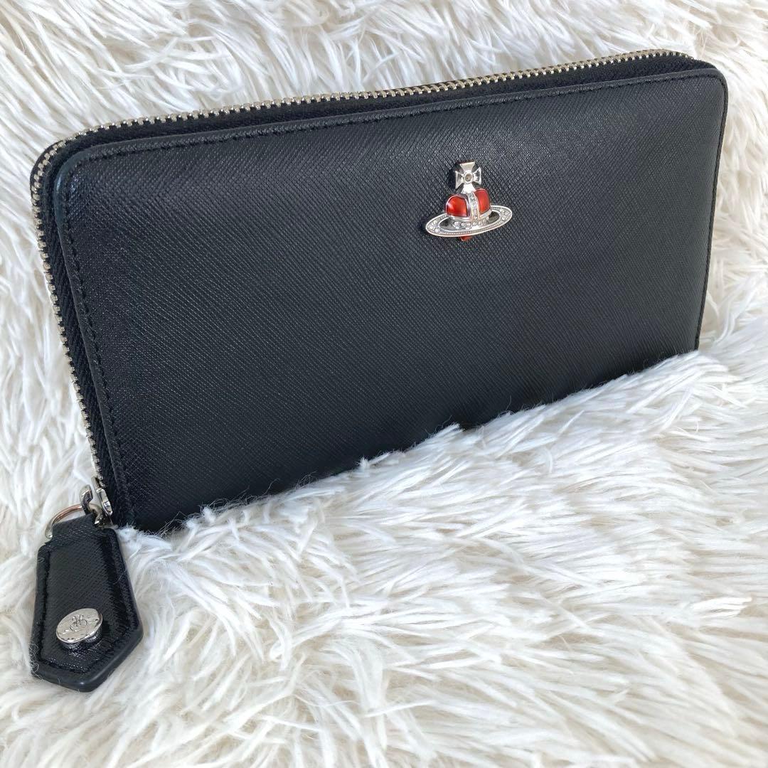ヴィヴィアンウエストウッド　ディアマンテ　長財布 レザー　ブラック