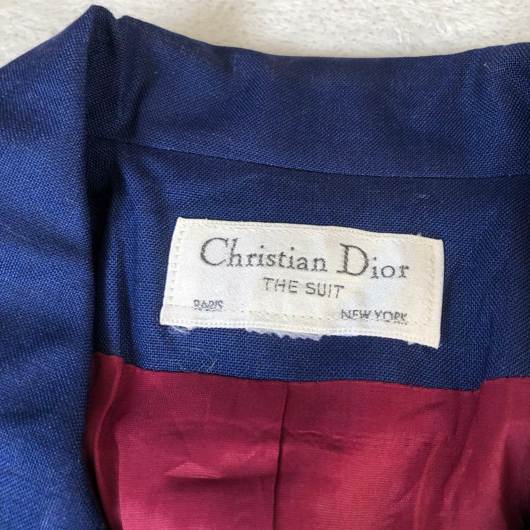 クリスチャンディオール　ヴィンテージテーラードジャケット　青ダブル　金ボタン