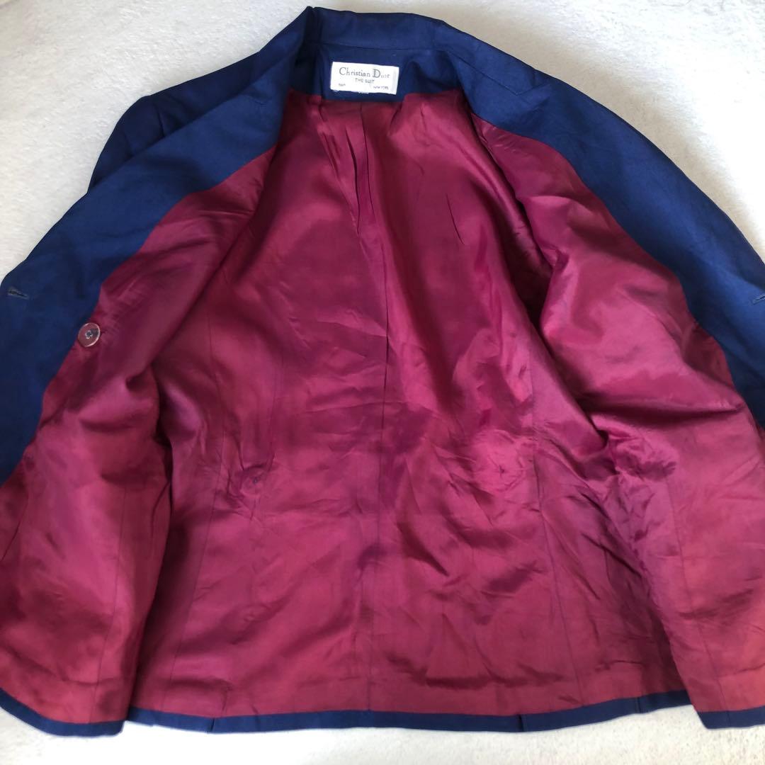 クリスチャンディオール　ヴィンテージテーラードジャケット　青ダブル　金ボタン