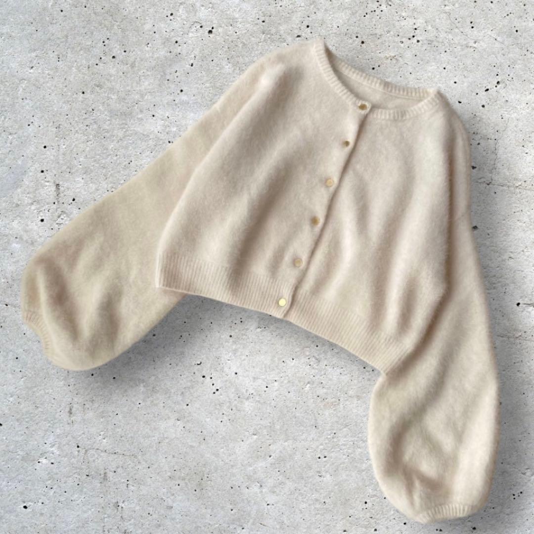 ラブティックボンボン　ヘアリーウール前後２WAYカーディガン