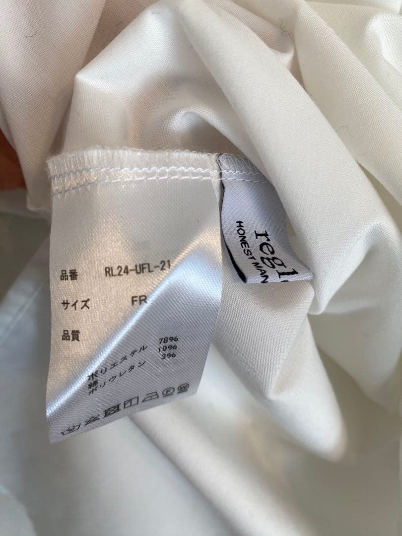 regleam リグリーム ワンポイントビッグシャツ　ホワイト×ネイビー刺繍