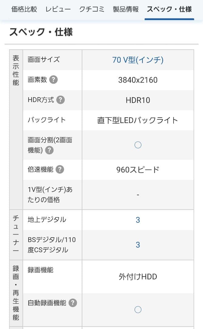AQUOS LC-70US4 70インチ 4K液晶テレビ