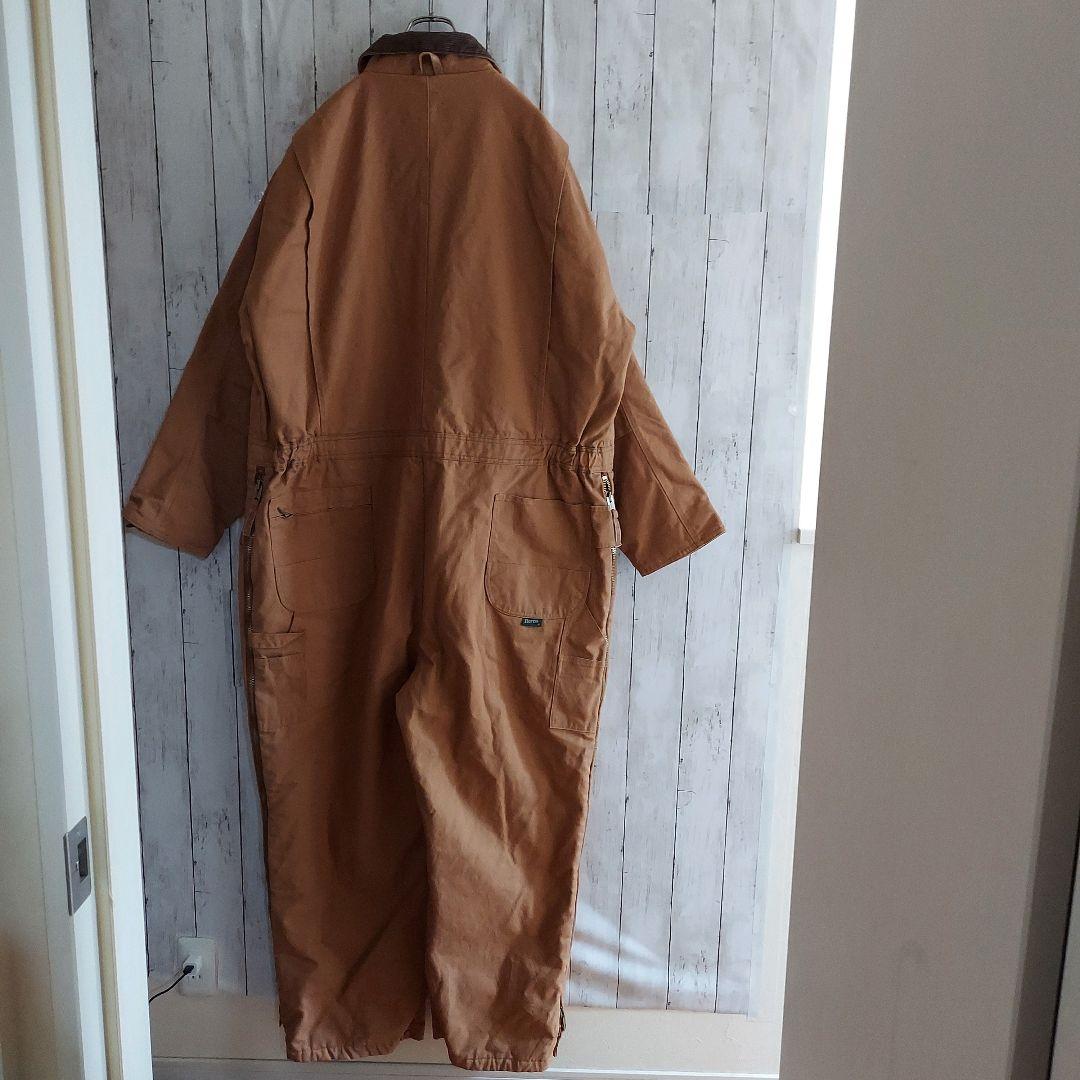 【BERNE】希少 ベルン 企業刺繍 ダック地 オーバーオール 2XL 茶
