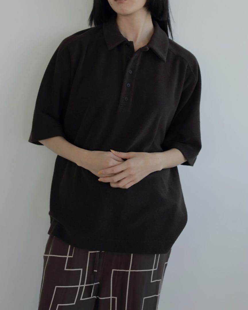 anuke アンヌーク Pile Polo Tops ブラウン パイル