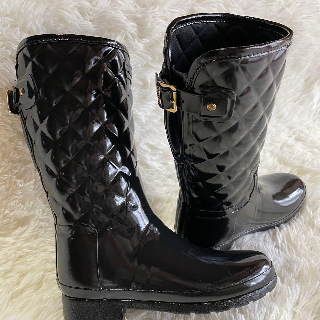 【新品、未使用】HUNTERハンター　レインブーツ　長靴　ブラック24.5cm