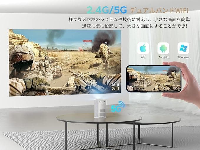 家庭用プロジェクター小型 自動台形補正 電動フォーカス 400ANSI双方向