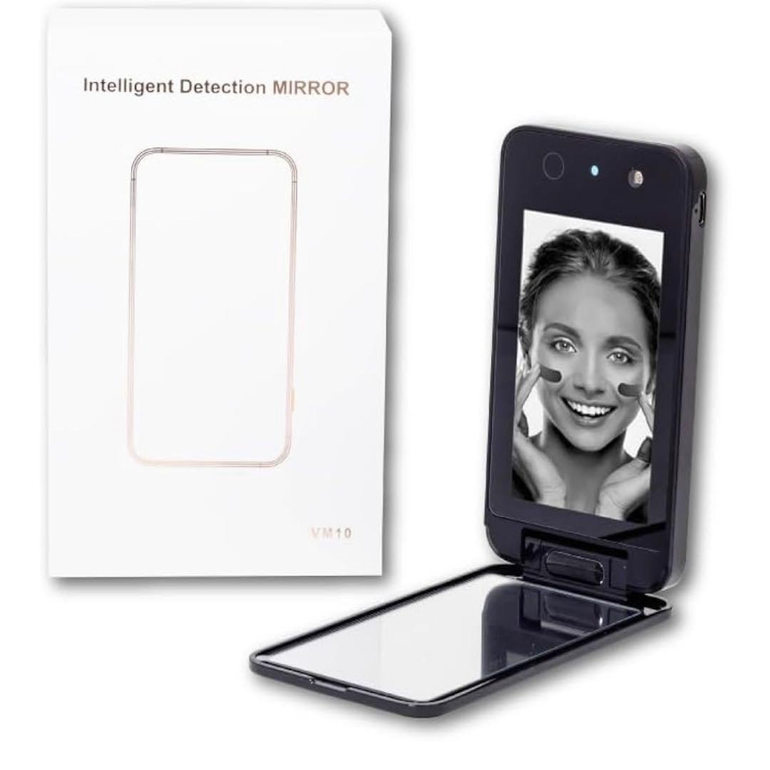 FUNKS UVカメラ付きミラー 手鏡 コンパクト (ブラック)