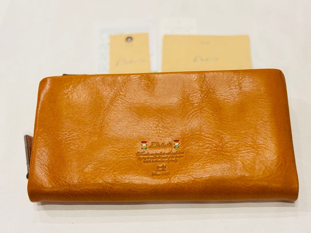 新品　ダコタ　長財布　トリコローレ　イタリア製牛革　通帳も入ります　マスタード
