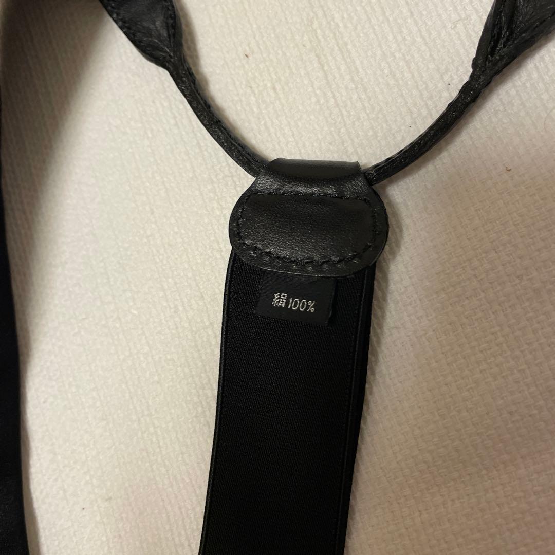 希少 クリスチャンディオール サスペンダー　黒Y型　ペイズリー　ボタンタブ式