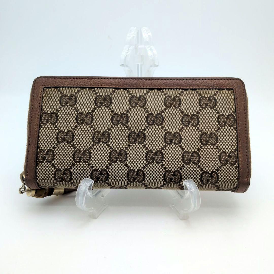 【極美品】GUCCI グッチ GGキャンバス 長財布 ラウンドファスナーバンブー