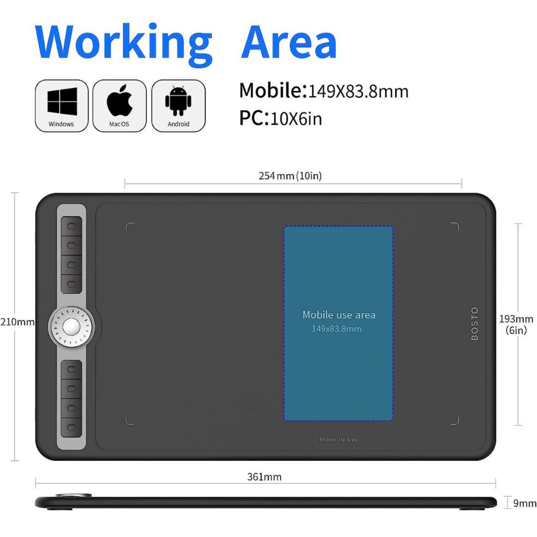 売り切り価格❣️タブレット BOSTO グラフィックタブレット ペンタブレット