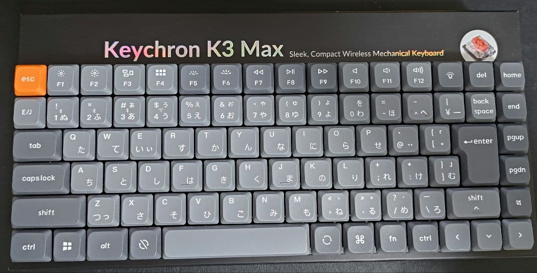 K3 Max White LED - ダブルショットPBTキーキャップ(赤軸)