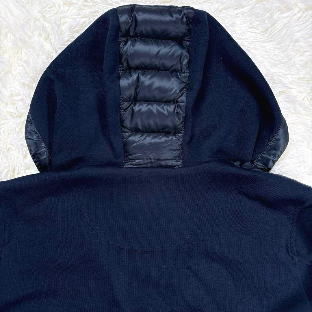 ✨美品・切替✨ヘルノ　ハイブリッド　ダウンジャケット　パーカー　ネイビー　Ｌ相当