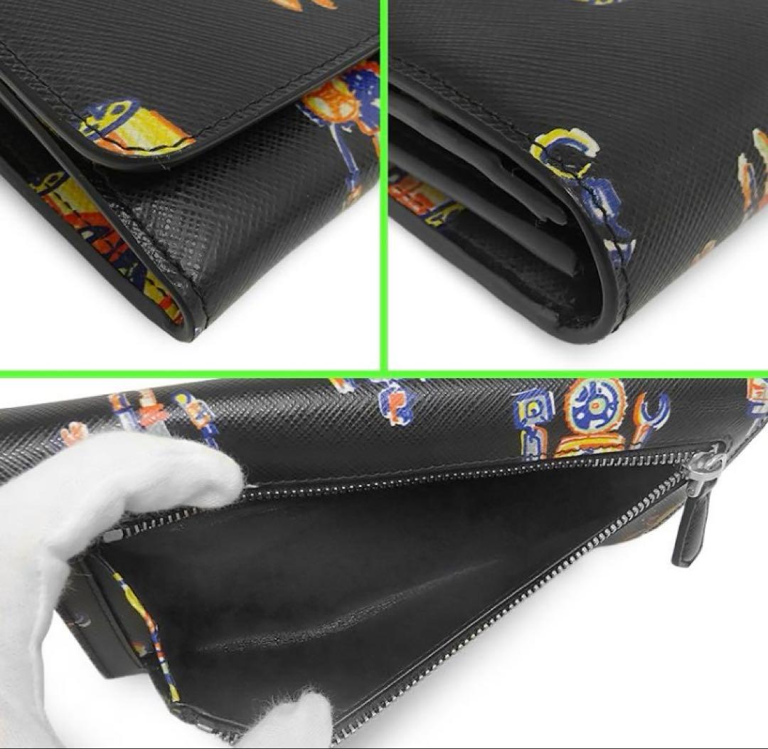 バンブー 　PRADA ロボット柄 長財布 ブラック　プラダ　1MH132